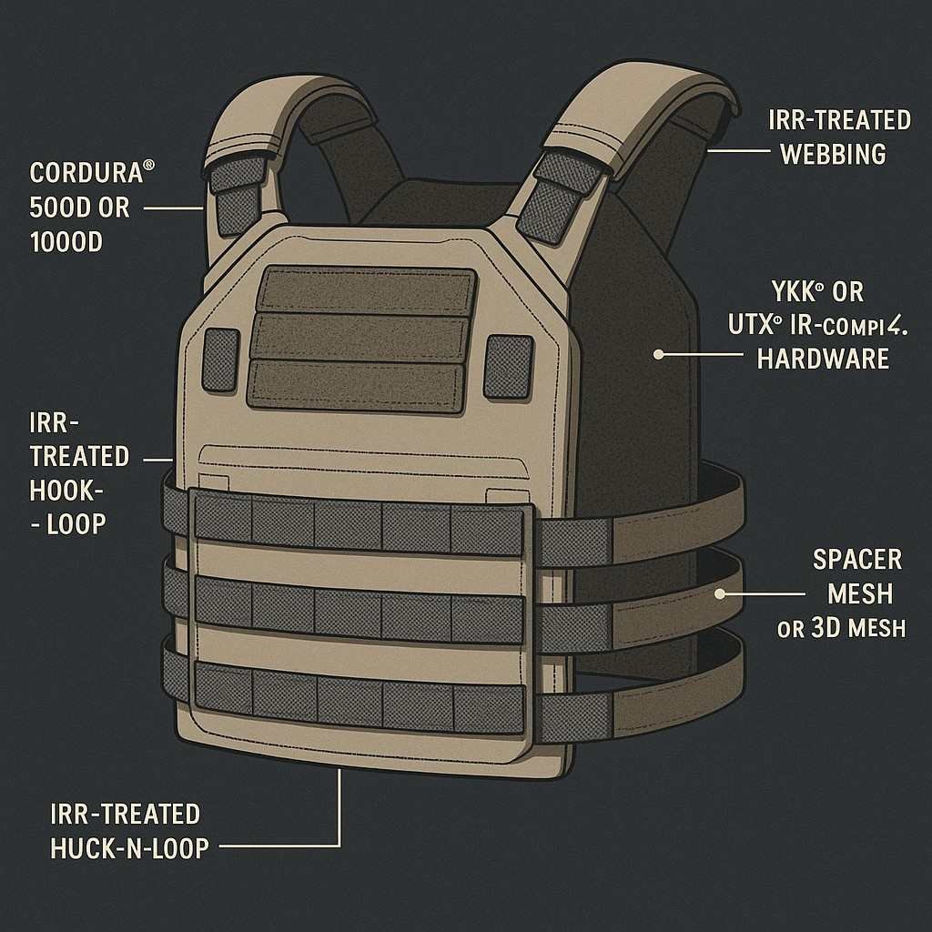 OEM tactical gear with IRR-compliant fabric and hardware